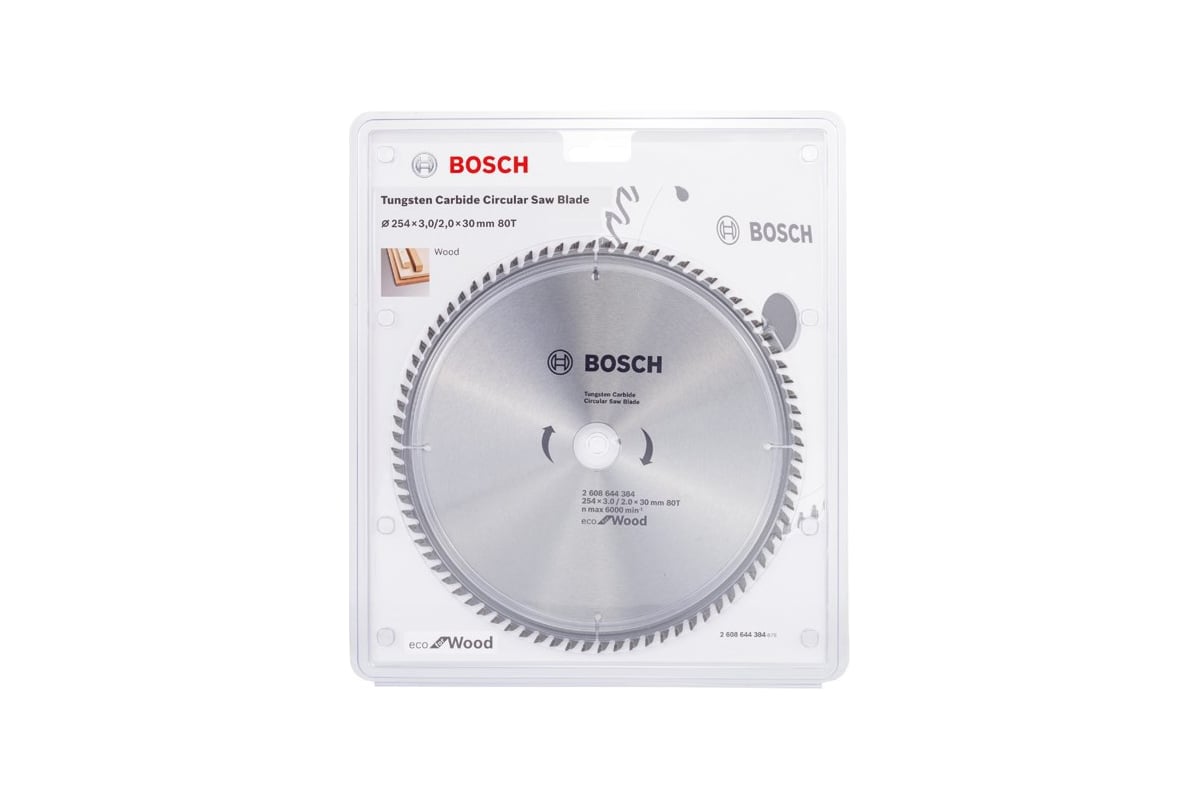 BOSCH Пильный диск ECO WO  (по дереву) 254х30-80Т