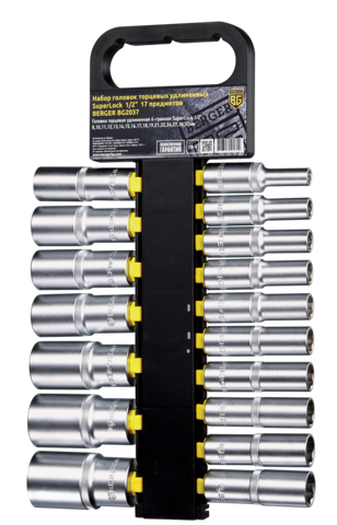 Набор головок торцевых удлиненных 1/2" SuperLock (8-32mm) 17  предм.//BERGER