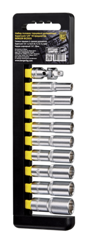 Набор головок торцевых удлиненных 1/4" SuperLock 10  предм.//BERGER
