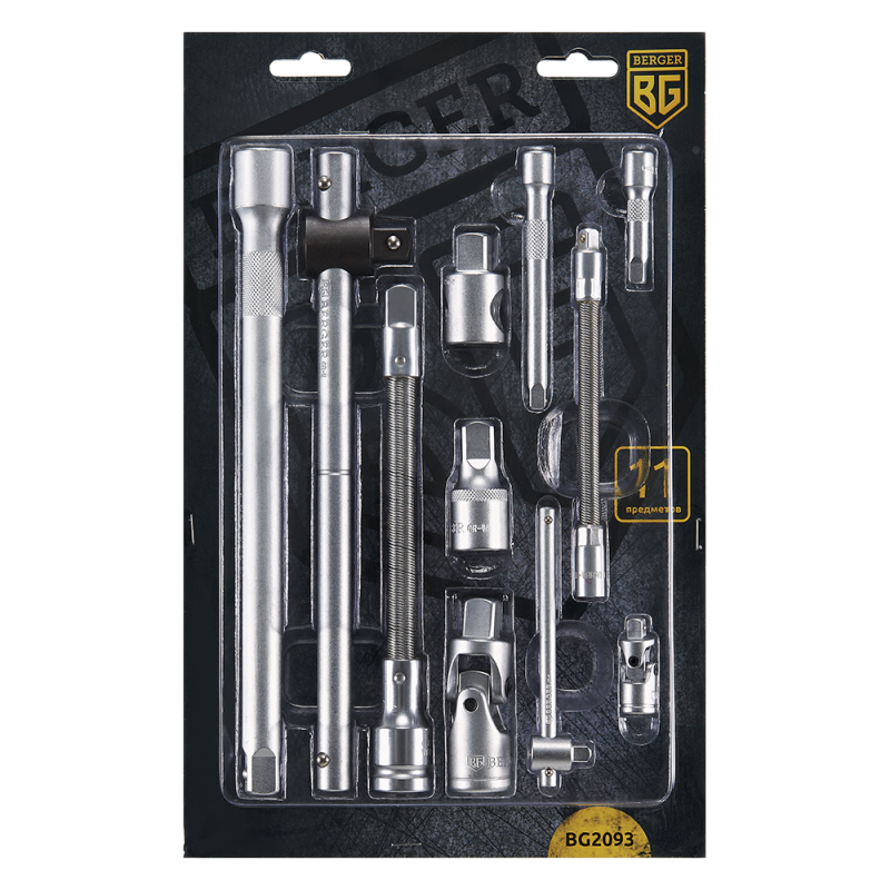 НАБОР УДЛИНИТЕЛЕЙ  1/2-1/4" BERGER 11 ПРЕДМЕТОВ BG2093