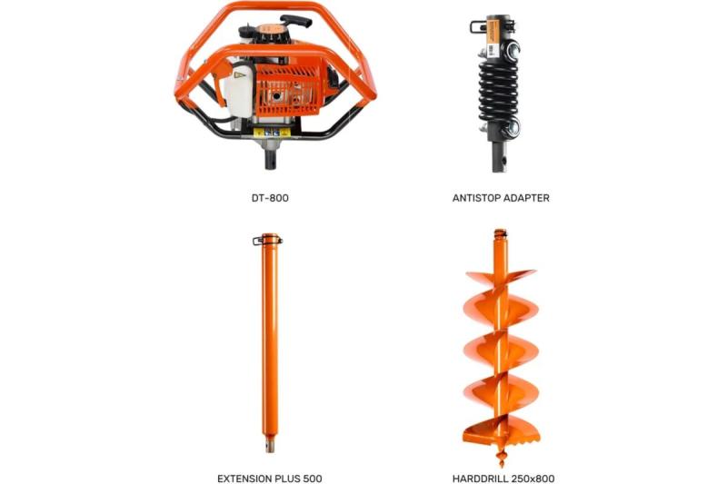 DT-800 + ADAPTER 20/20 + шнек HARDDRILL 250х800 + удлинитель PLUS-500