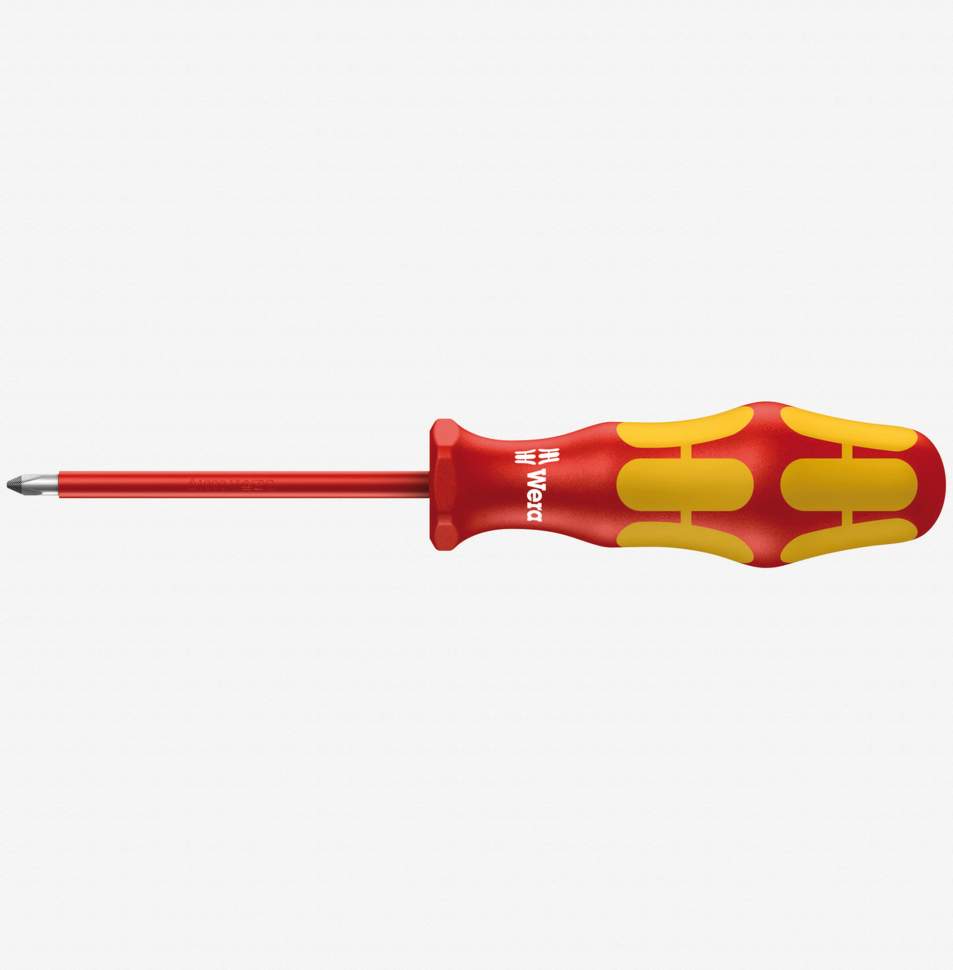 Отвертка диэлектрическая крестовая Phillips WERA Kraftform Plus 162 i VDE, PH 2 / 100 мм