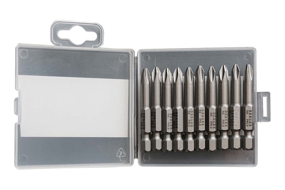 Набор бит магнитных PH2x50мм, 10 шт., S2 BERGER BG2419