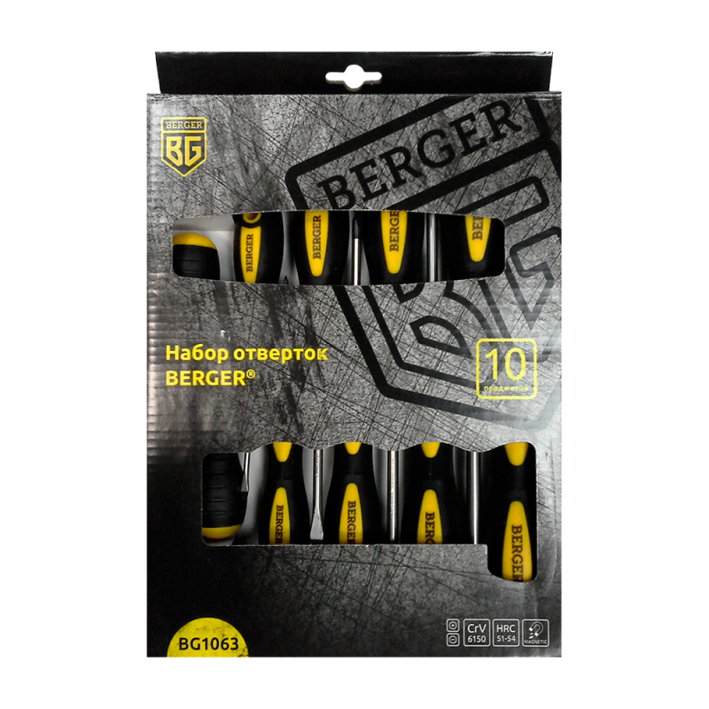 НАБОР ОТВЕРТОК 10 ПРЕДМЕТОВ BERGER BG1063