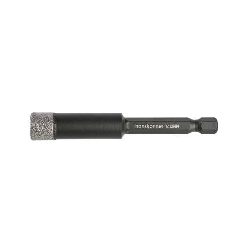 Коронка алмазная для дрели, TilePro, 12 мм, вакуумн. спекание алмазов, Hanskonner