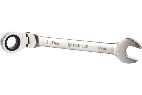 Ключ комбинированный  трещоточный  с шарниром 17 мм BERGER