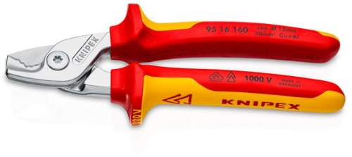 Кабелерез  VDE, ступенчатый рез: кабель d 15 мм (50 мм², AWG 1/0), L-160 мм, диэлектрический KNIPEX StepCut