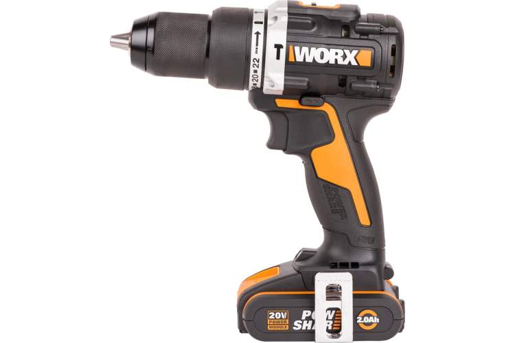 Дрель-шуруповерт ударная аккумуляторная WORX WX352, 60Нм, 20В, бесщеточная, 2Ач x2, ЗУ 2А, кейс