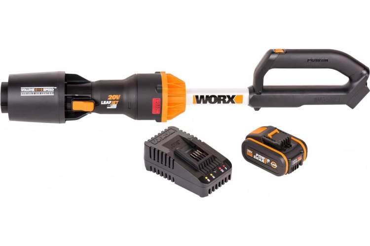 Воздуходувка аккумуляторная бесщеточная WORX WG543, 20 В, АКБ 4Ач*1 ЗУ 2А//WORX