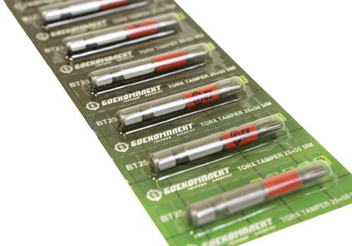 Биты t25x50мм, Torx Tamper, сталь S2, 10шт ЛЕНТА, БОЕКОМПЛЕКТ
