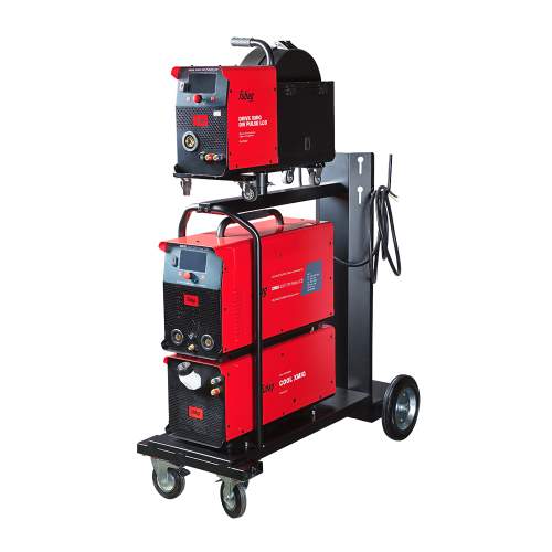 Сварочный полуавтомат FUBAG XMIG 500T DW ПУЛЬС (PULSE) + Подающий механизм ДРАЙВ (DRIVE) XMIG DW ПУЛЬС (PULSE) + Горелка FB 550W 3m + Блок жидкостного охлаждения Cool XMIG + Шланг-пакет 5 метров 95 мм2 14 pol с жидкостным охлаждением  + Тележка XMIG