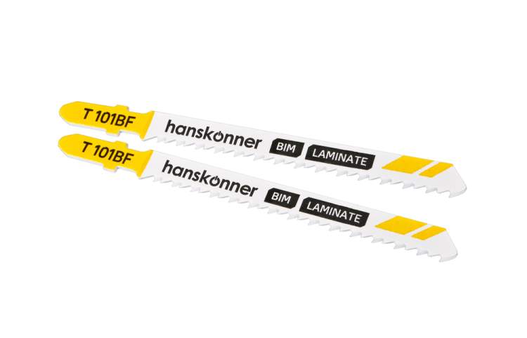 Пилки для лобзика по ламинату 2шт, T101BF (дер,пласт.,фибер.3-30мм) Hanskonner