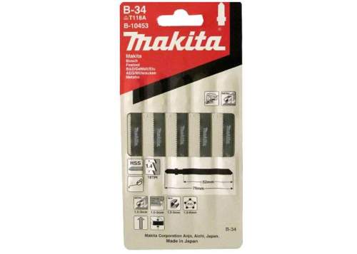 MAKITA Пилка лобзиковая для металла В-34 dpi 18, 1,5-3 мм.. 5 шт.