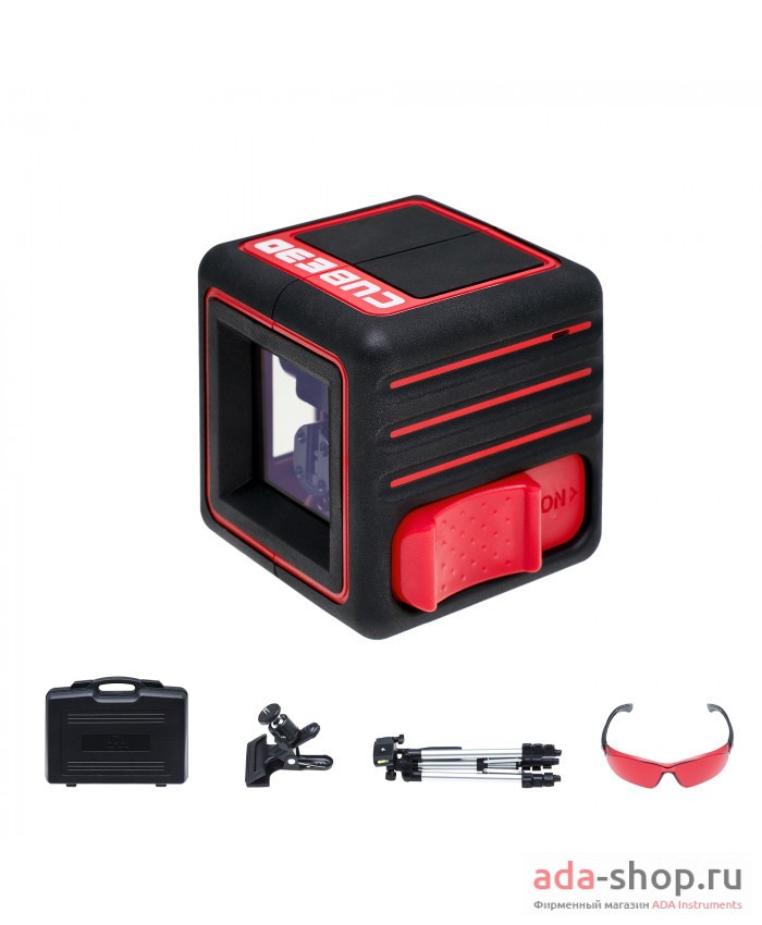 Построитель лазерных плоскостей (лазерный уровень) ADA Cube 3D Ultimate Edition (построитель,батарея,крепл. универс.-зажим,штатив,очки,инструкция, кейс)