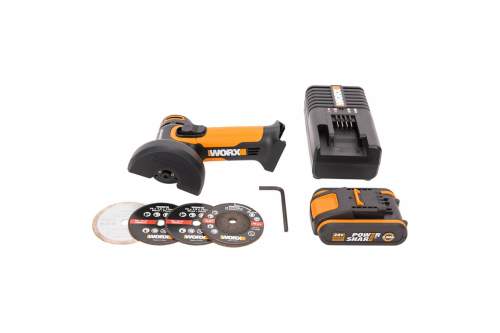 Шлифмашина угловая аккумуляторная WORX 20В, 76 мм, 1*2,0Ач, кейс