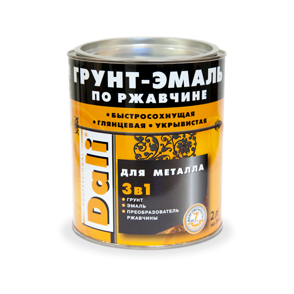 Грунт-Эмаль по ржавчине "DALI" 2.0 л, (серебристый алюминий) RAL9006//Рогнеда