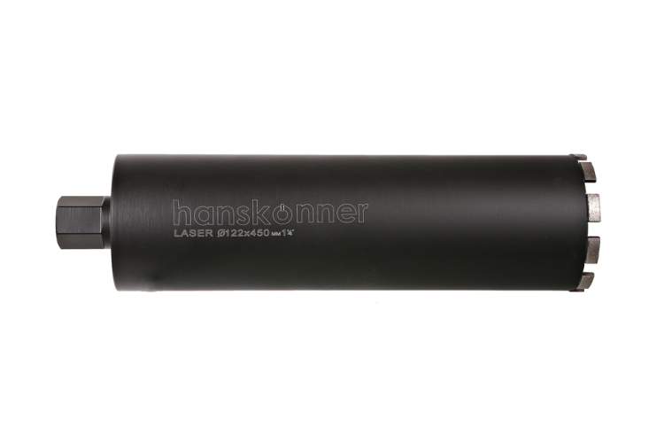 Коронка алмазная LASER по железобетону 122 мм, 1 1/4&ampquot , L=450мм, Hanskonner