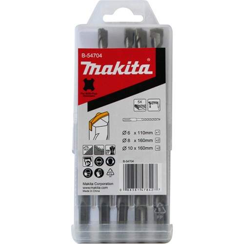 MAKITA Набор буров SDS-PLUS Centering tip, 5 шт (5х110, 6х110, 6х160, 8х110, 8х160)
