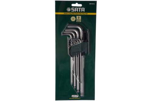 SATA Набор ключей шестигранных 9пр.Угловые удлиненные со сфероидным концом.