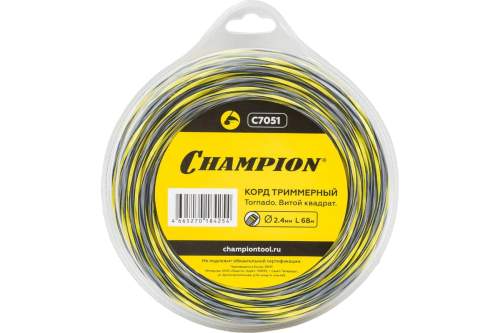 Корд трим.CHAMPION  Tornado 2.4мм*  68м (витой квадрат), CHAMPION, C7051