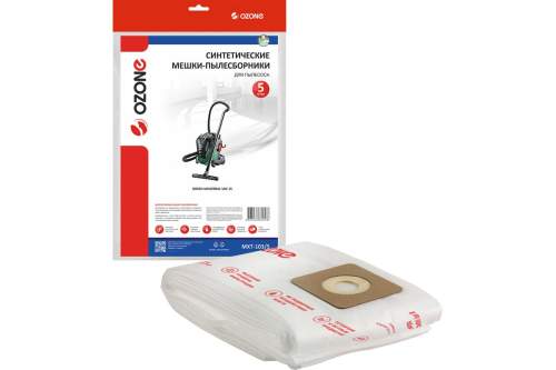 Мешки для пылесоса BOSCH UNIVERSAL VAC15, 5шт., синтетические, не боятся мокрой пыли, бренд: OZONE ™, арт. MXT-103/5