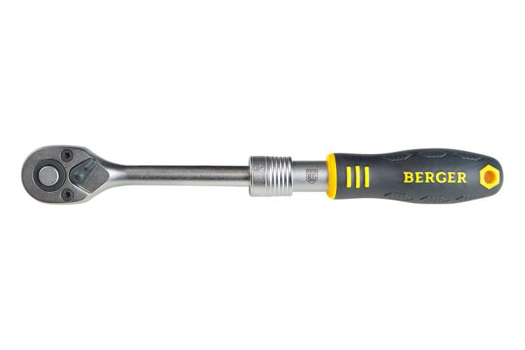 Трещотка телескопическая 1/4" 150-200 мм, 72 зубца BERGER