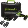 GreenWorks GD24DD60K2 3704107UA 2 Дрель-шуруповерт GD24DD60K2, 1*АКБ 2Ач и ЗУ в кейсе//Greenworks_24V - GreenWorks GD24DD60K2 3704107UA 2