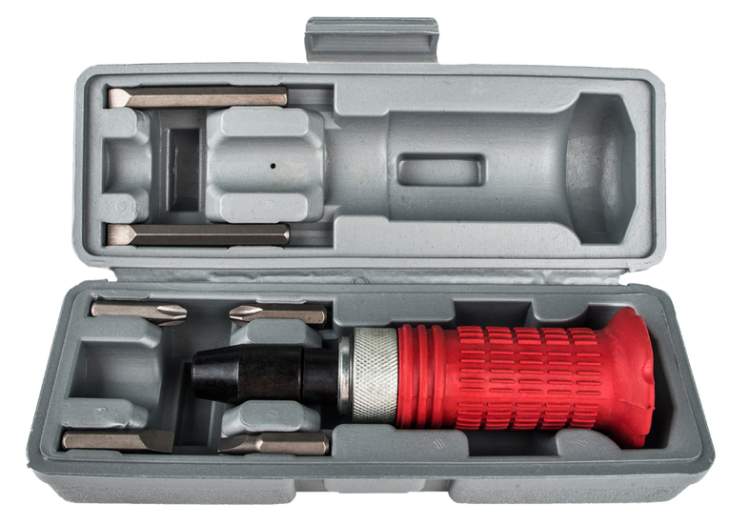 Отвертка ударно-поворотная 1/2&ampquot с битами 6шт, пластиковый кейс, CrV Sturm!